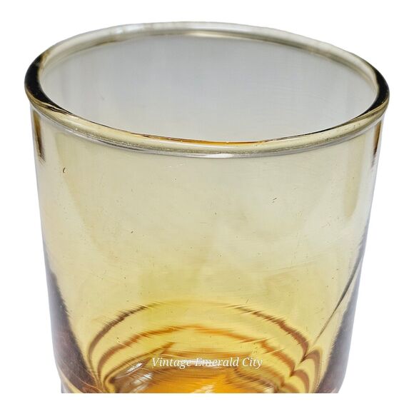Vtg Amber Juice Glasses Tumbler Set Of 4 Optic Swirl by Libbey Malibu Honeycomb - Picture 8 of 14